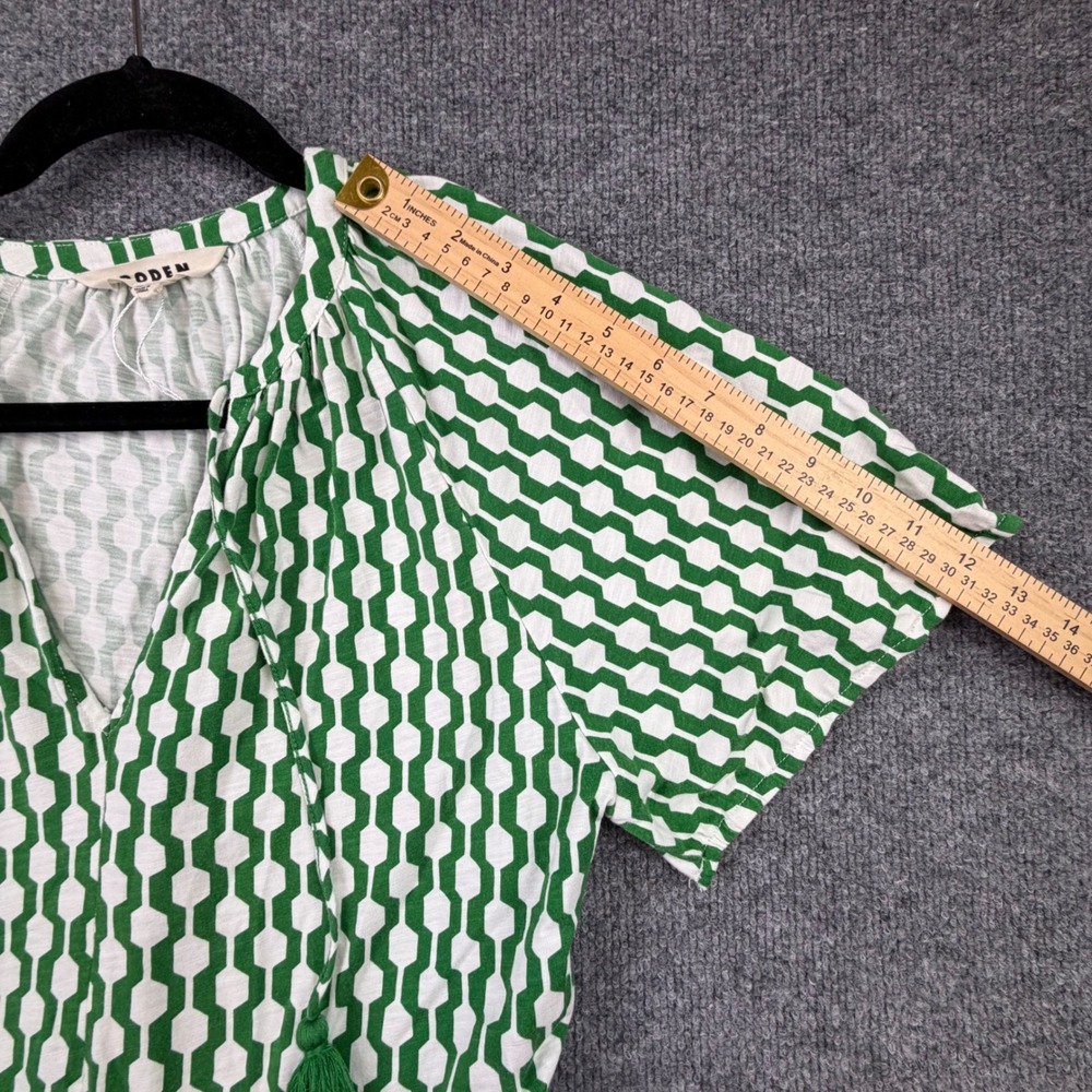 Boden NWOT Green Geometric Tiered Midi Dress US 10L Pockets Vacation - Picture 3 of 10